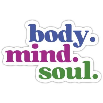Body Mind Soul - Körper Geist Seele Einklang - Sticker Größe S (10 x 10 cm) - Mattweiß - Vorne