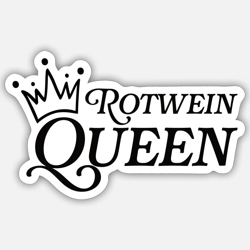 Rotwein Queen - Sticker Größe S (10 x 10 cm) - Mattweiß