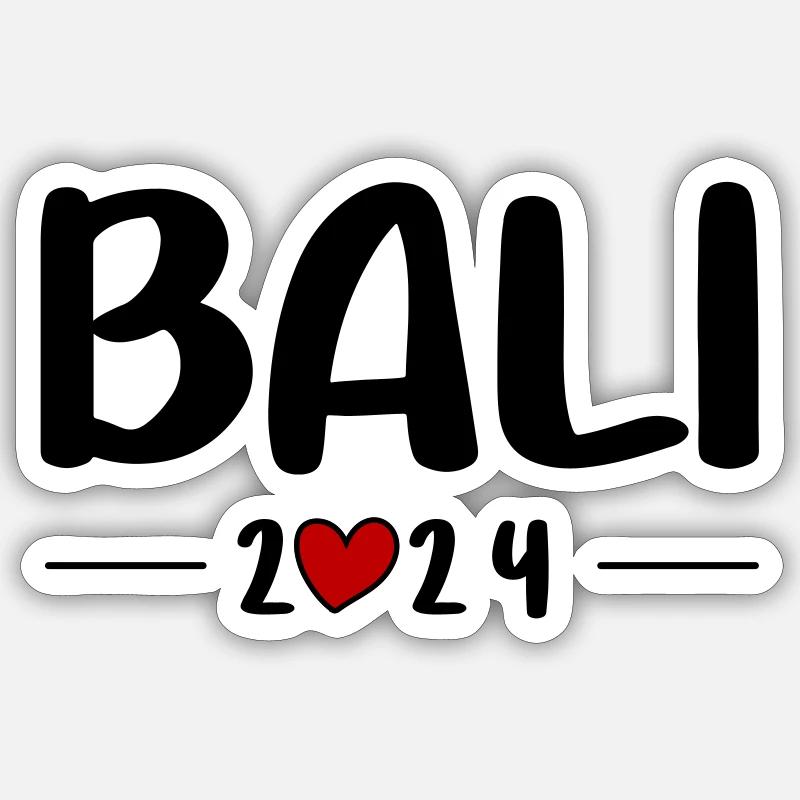 Bali 2024 Heart Trip - Sticker taille S (10 x 10 cm) - blanc mat