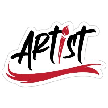 artist pinsel logo Kunst Symbol Pinselstrich icon - Sticker Größe S (10 x 10 cm) - Mattweiß - Vorne