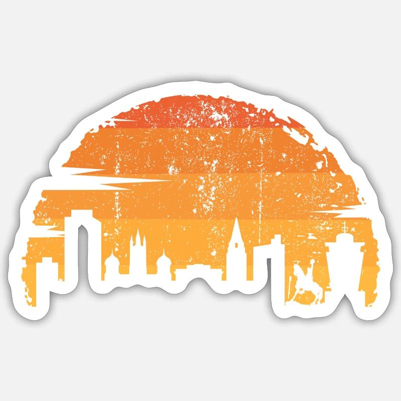 Sunset Skyline Rider - Sticker size S (10 x 10 cm) - white matte