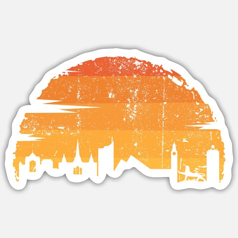 Sunset Skyline Rider - Sticker size S (10 x 10 cm) - white matte