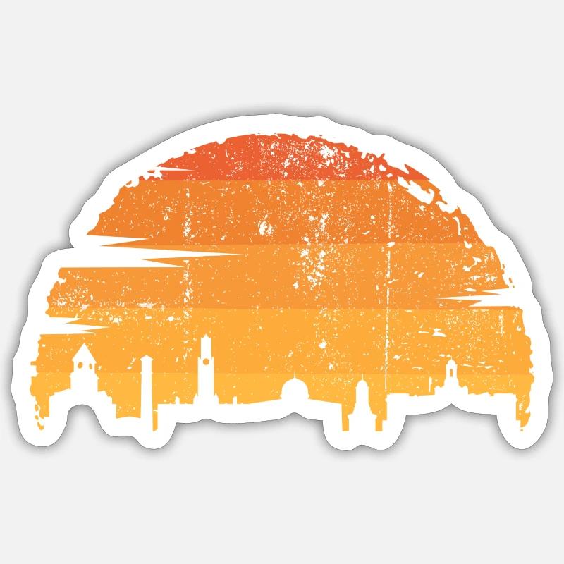 Sunset Skyline Silhouette - Sticker size S (10 x 10 cm) - white matte