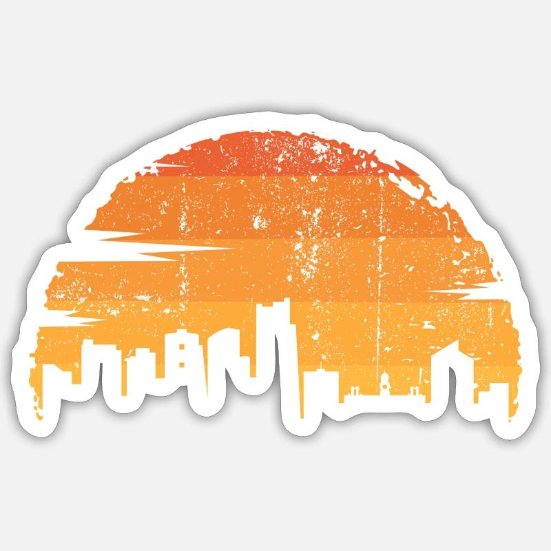 Sunset Skyline Silhouette - Sticker size S (10 x 10 cm) - white matte