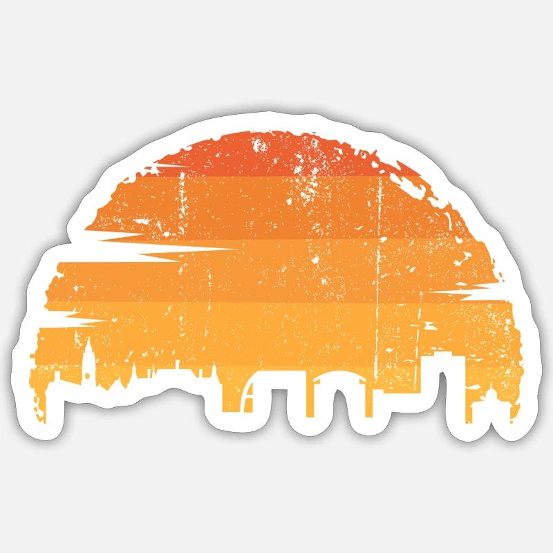 Sunset Skyline Brushstroke - Sticker size S (10 x 10 cm) - white matte