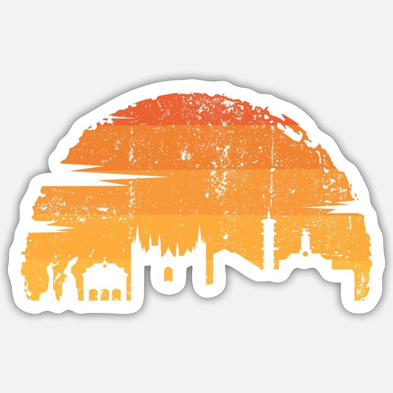 Sunset Skyline Silhouette - Sticker size S (10 x 10 cm) - white matte