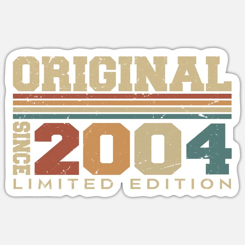 Original 2004 Rétro Cadeau 20e Anniversaire 2004 - Sticker taille S (10 x 10 cm) - blanc mat