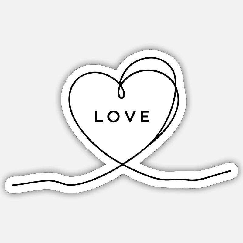 Amour du cœur - Sticker taille S (10 x 10 cm) - blanc mat