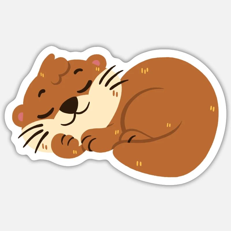 Otter schläft - Sticker Größe S (10 x 10 cm) - Mattweiß