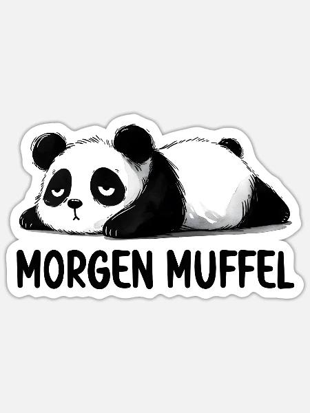 Ein lustiger und müde Panda Bär Morgen Muffel - Sticker Größe S (10 x 10 cm) - Mattweiß
