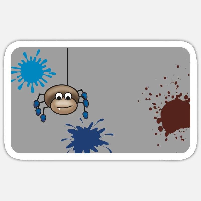 Farbklecks Monster Spinne grau - Sticker Größe S (10 x 10 cm) - Mattweiß