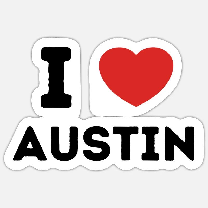 I Love Austin États-Unis - Sticker taille S (10 x 10 cm) - blanc mat