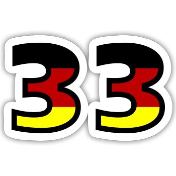 33 Zahl Deutschland Trikot - Sticker Größe S (10 x 10 cm) - Mattweiß - Vorne