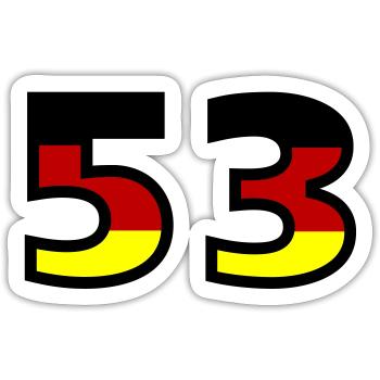 53 Numéro Allemagne Jersey - Sticker taille S (10 x 10 cm) - blanc mat - Devant