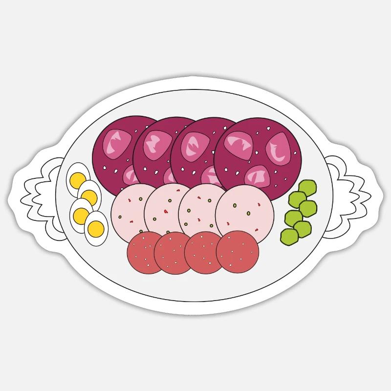 Sausage platter - Sticker size S (10 x 10 cm) - white matte
