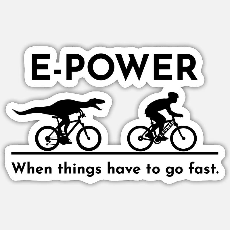 Velociraptor chasing e-biker - Sticker Größe S (10 x 10 cm) - Mattweiß
