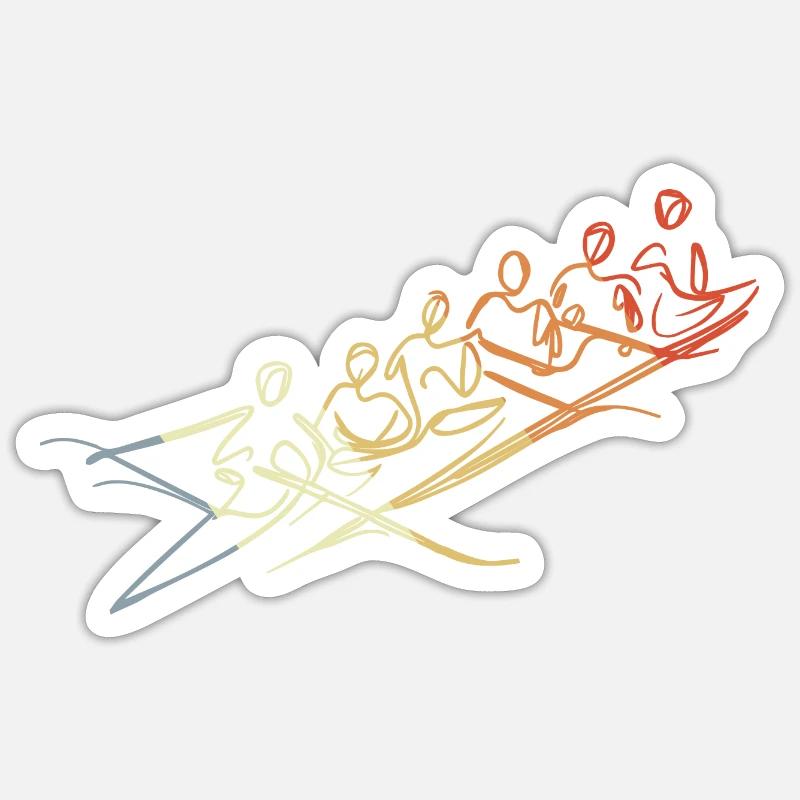 Dessin de l’équipe d’aviron - Sticker taille S (10 x 10 cm) - blanc mat