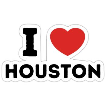 I Love Houston, États-Unis - Sticker taille S (10 x 10 cm) - blanc mat - Devant