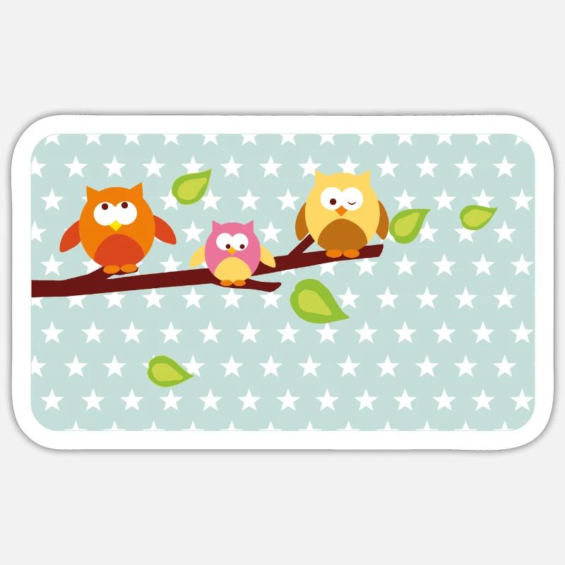 Kleine Eulen mit Sternchen mint | personalisierbar - Sticker Größe S (10 x 10 cm) - Mattweiß