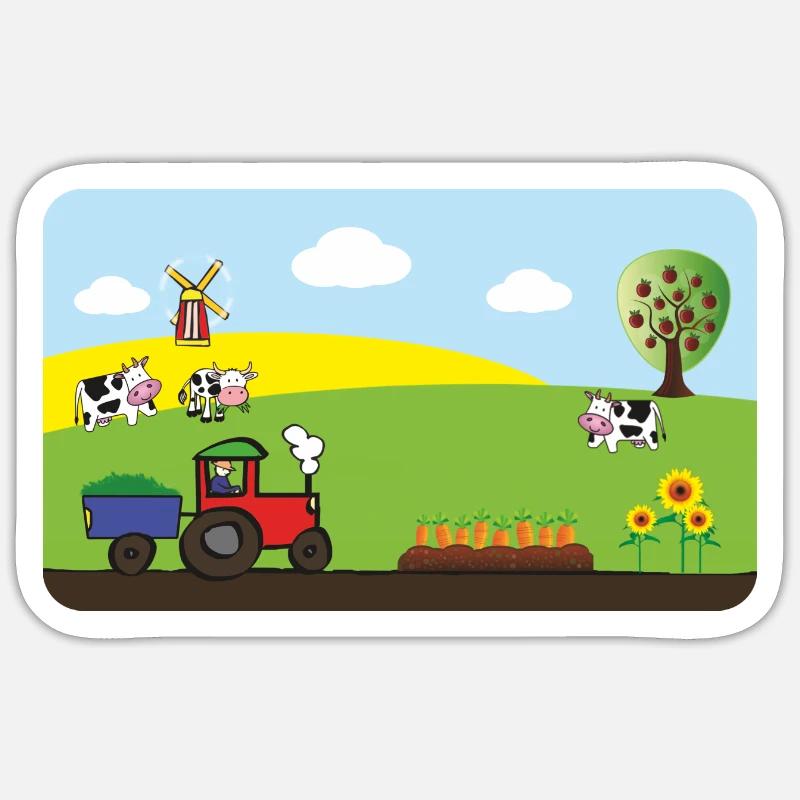 Farm Tractor - Cows Fields Windmill Sticker size S (10 x 10 cm)
