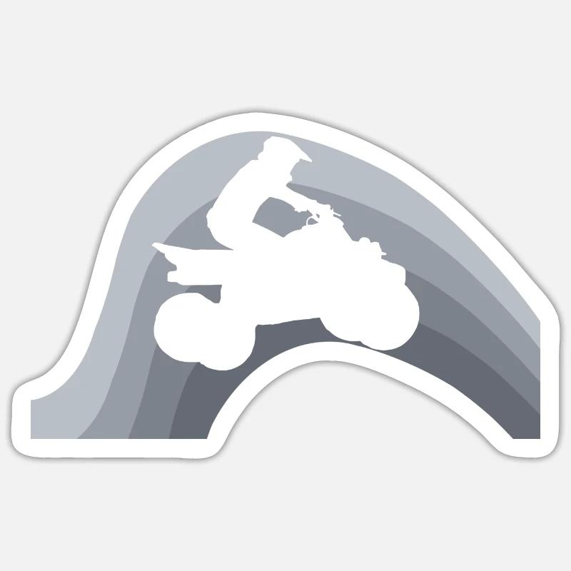 Cascade en quad - Sticker taille S (10 x 10 cm) - blanc mat