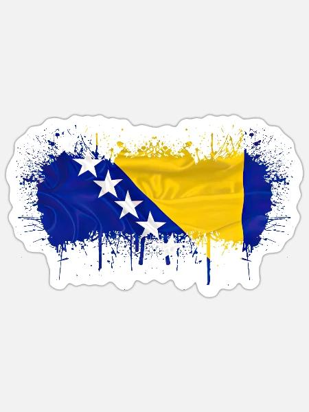 Bosnien in der Herzegowina Europa Sarajavo Flagge Mostar - Sticker Größe S (10 x 10 cm) - Mattweiß