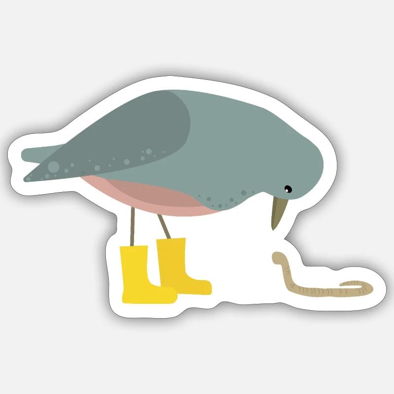 Taube mit Wurm - Sticker Größe S (10 x 10 cm) - Mattweiß