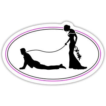 Hochzeit Brautpaar Leine - Sticker Größe S (10 x 10 cm) - Mattweiß - Vorne