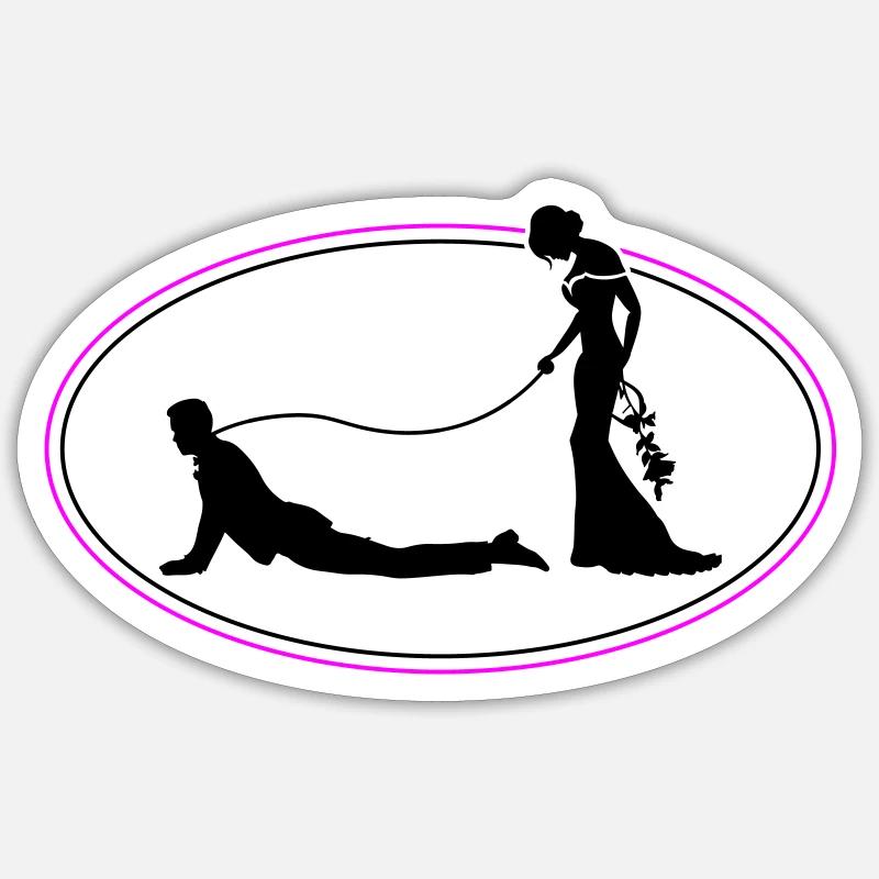 Wedding Newlyweds Leash Sticker size S (10 x 10 cm)