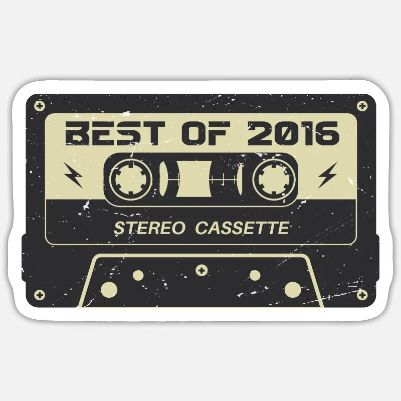 Cassette rétro 2016 millésime 2016 anniversaire 2016 Sticker taille S (10 x 10 cm)