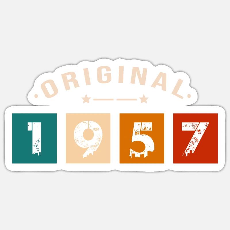 Original 1957 Vintage - Présent D’anniversaire 195 - Sticker taille S (10 x 10 cm) - blanc mat