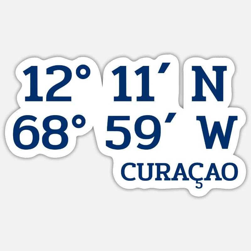 Curacao Coordinates - Coordinates - Caribbean Sticker size S (10 x 10 cm)