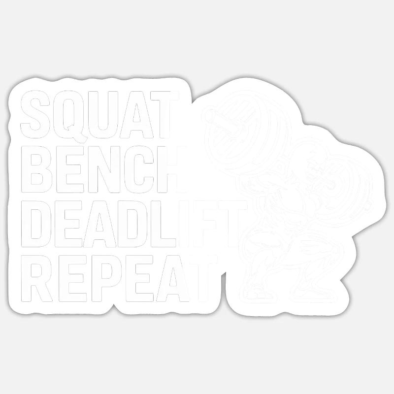Squat Bench Deadlift Repeat 8 - Sticker Größe S (10 x 10 cm) - Mattweiß
