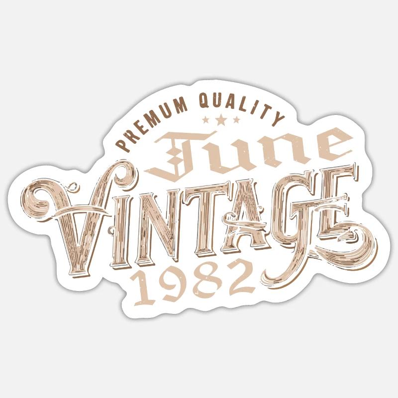 June 1982 Cadeau 42e Anniversaire Vintage 1982 - Sticker taille S (10 x 10 cm) - blanc mat