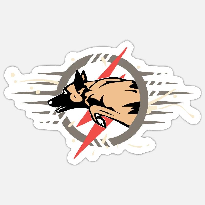 Malinois-Eclair - Sticker Größe S (10 x 10 cm) - Mattweiß