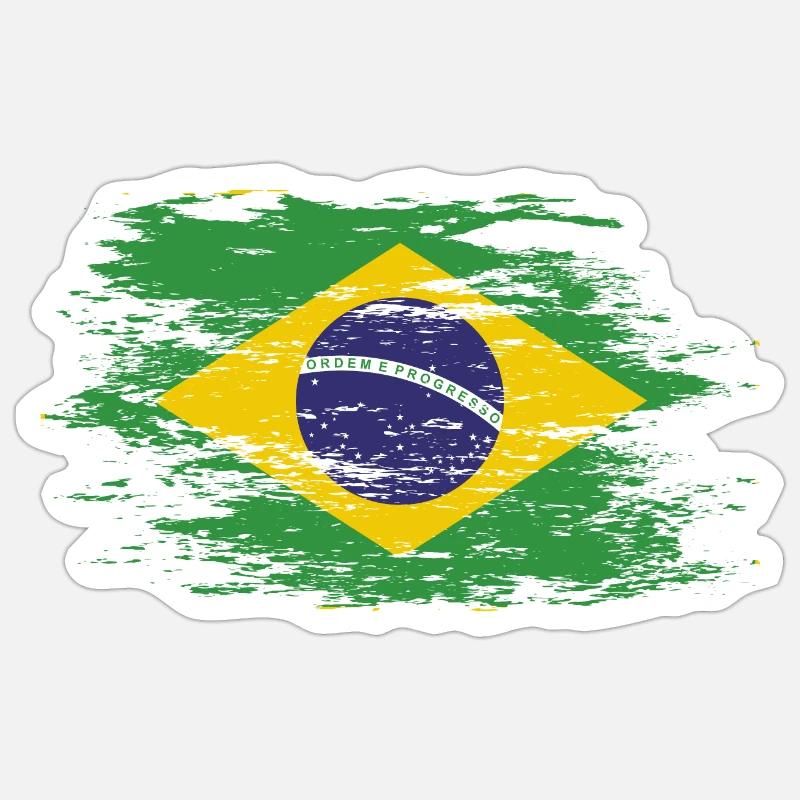 Drapeau du Brésil utilisé - Sticker taille S (10 x 10 cm) - blanc mat