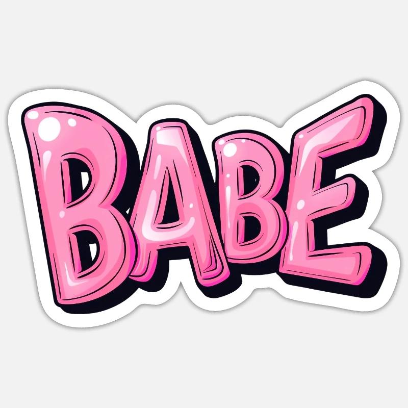 Babe - Sticker taille S (10 x 10 cm) - blanc mat