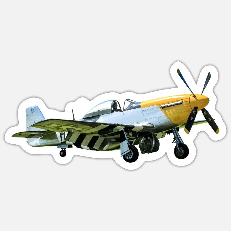 P-51 - Sticker taille S (10 x 10 cm) - blanc mat