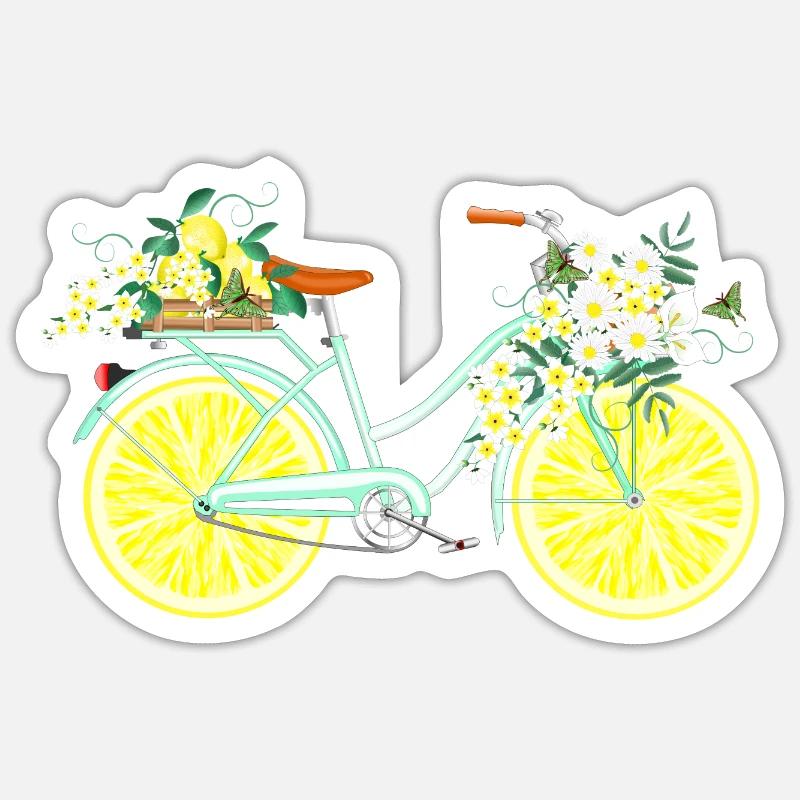 Vélo aux citrons - Sticker taille S (10 x 10 cm) - blanc mat