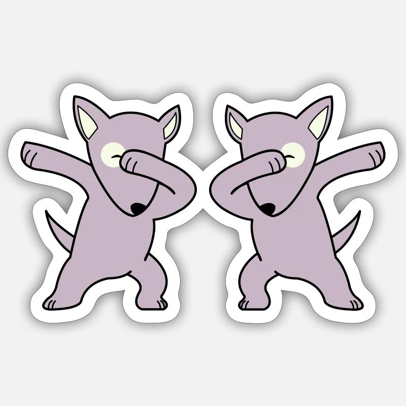 dabbing pour chien - Sticker taille S (10 x 10 cm) - blanc mat