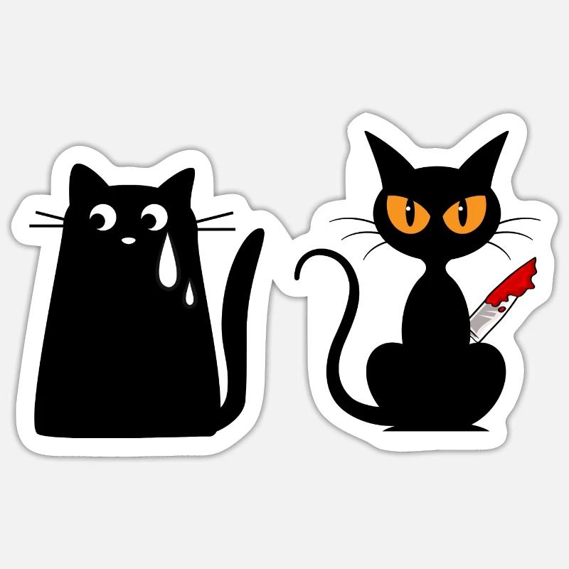 Le chat méchant - Sticker taille S (10 x 10 cm) - blanc mat