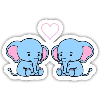 elephant love - Sticker Größe S (10 x 10 cm) - Mattweiß - Vorne