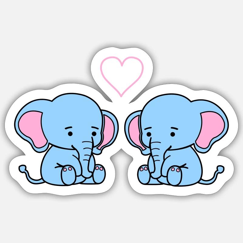 Elephant Love - Sticker size S (10 x 10 cm) - white matte