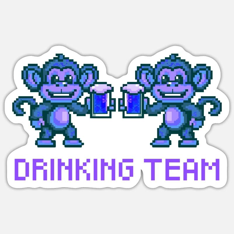 Monkey Drinking Team Beer Party Sticker size S (10 x 10 cm)
