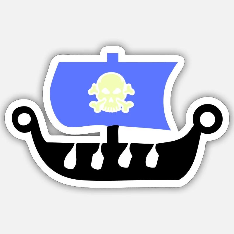piratenschiff - Sticker Größe S (10 x 10 cm) - Mattweiß