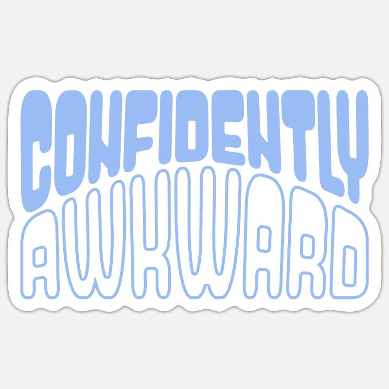 Confidently awkward in blue - Sticker size S (10 x 10 cm) - white matte