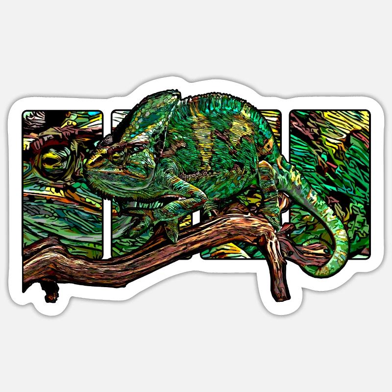 Caméléon - Sticker taille S (10 x 10 cm) - blanc mat