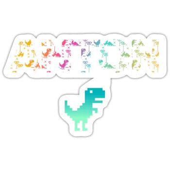 ANTON - Beau prénom de garçon avec dinosaure - Sticker taille S (10 x 10 cm) - blanc mat - Devant