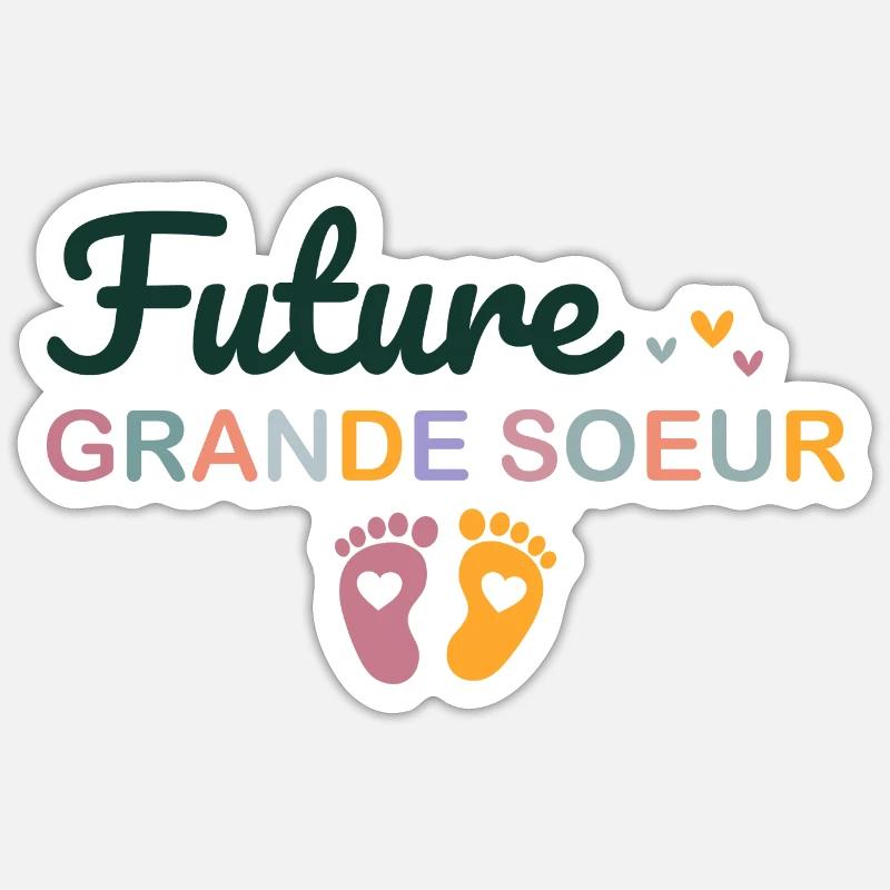 Kind Kind Zukunft Große Schwester - Sticker Größe S (10 x 10 cm) - Mattweiß