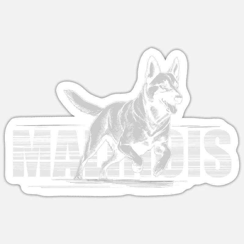 Malinois - Belgischer Schäferhund -Mechelaar - Sticker Größe S (10 x 10 cm) - Mattweiß